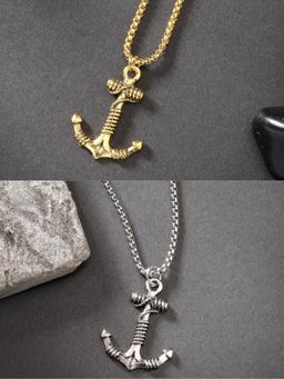 Gahan - Mens Silver & Gold Stainless Steel Pendant with Chain (Pack of 2)