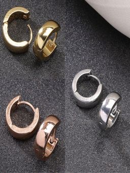 Gahan - Multi-Color Rhodium Plated Stainless Steel Hoop Earrings (Pack of 3)