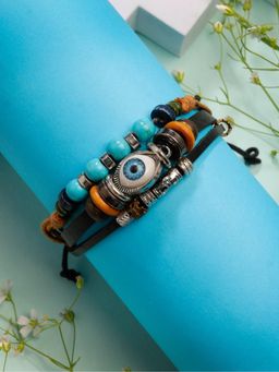 Gahan - Mens Evil Eye Multi-Color Leather Wraparound Bracelet