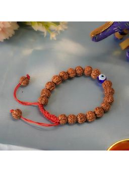 Gahan - Authentic 5 Mukhi Rudraksha Evil Eye Tie Up Bracelet
