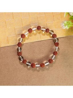 Gahan - Natural Rudraksha & Quartz Beaded Stretchable Bracelet