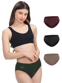 FREECULTR - Women Cotton Hipsters Avocado Multi-Color (Pack of 4)