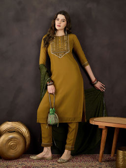 KVS FAB - Yellow Star Georgette Zari Embroidery with Gotapatti Kurta with Pant (Set of 2)