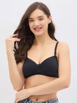Clovia - Polyamide Solid Padded Full Cup Wire Free T-shirt Bra - Black