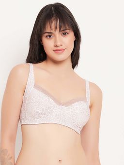 Clovia - Polyamide Printed Non-Padded Full Cup Wire Free Full Figure Bra - Beige