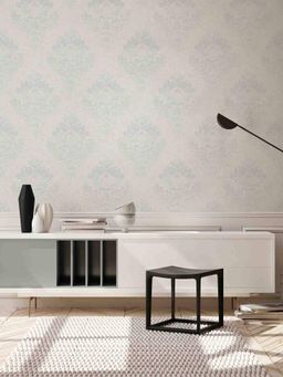 Excel - Wallpaper Gold Of Baltic In White With Damask Motifs