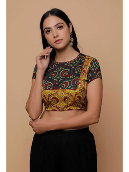 Tjori - Multi-Color Block Printed Mashru Stitched Blouse
