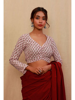Tjori - Baby Pink Floral Block Printed Stitched Blouse