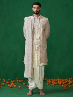 KALPRAAG - Beige Georgette Sherwani Set