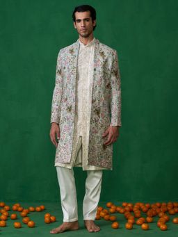 KALPRAAG - Blue Georgette Sherwani Set