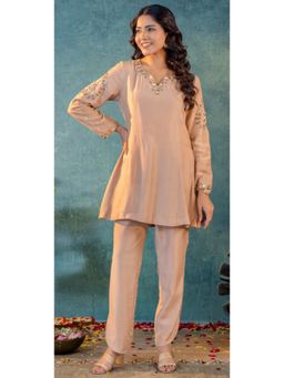 Harleen Kaur - Peach Embroidered Co-Ord Set