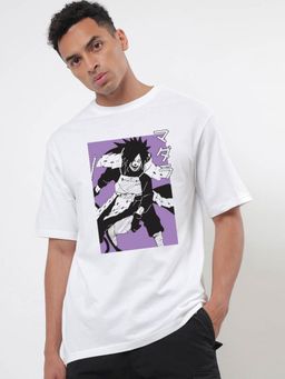 Bewakoof - Men's White Madara Graphic Printed Oversized T-shirt