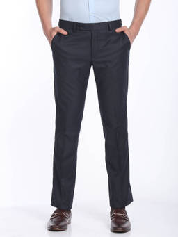 Arrow - Mens Navy Blue Hudson Tailored Fit Micro Check Formal Trousers