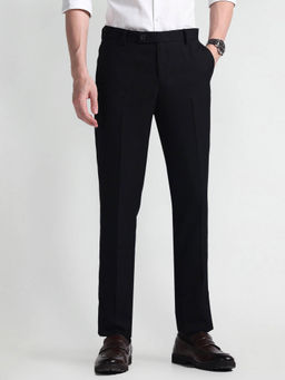 Arrow - Mens Black Hudson Tailored Fit Solid Formal Trousers