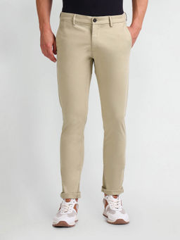 Arrow Sports - Mens Beige Mid Rise Autoflex Trousers