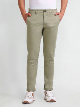 Arrow Sports - Mens Green Mid Rise Autoflex Trousers