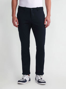 Arrow Sports - Mens Blue Solid Autoflex Trousers