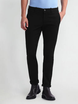 Arrow Sports - Mens Black Solid Autoflex Trousers