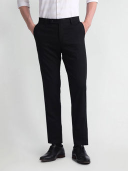 Arrow - Mens Black Dobby Tailored Fit Formal Trousers