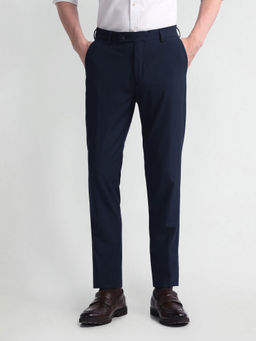 Arrow - Mens Navy Blue Smart Flex Super Slim Fit Formal Trousers
