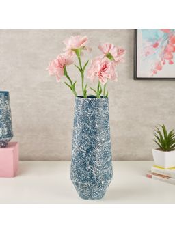 HomeTown - Pep Pop Handcrafted Te x tured Metal Vase 31 Cm In Indigo Colour