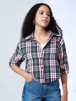 SHOWOFFFF - Women Multi-Color Cotton Blend Checks Shirt