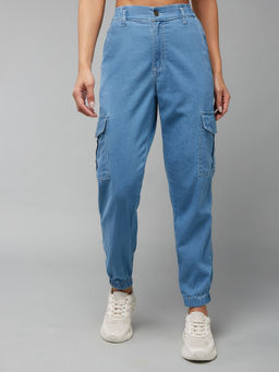 DOLCE CRUDO - Womens Light Blue Stretchable Denim Joggers