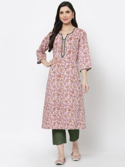 DART STUDIO - Lavender Hand Block Printed Cotton Kurta