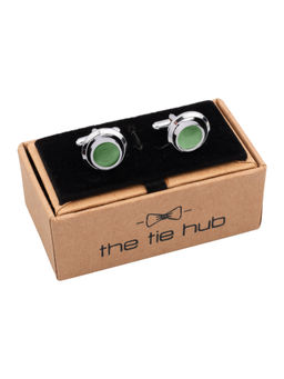 The Tie Hub - O Ring Green Stone Cufflinks