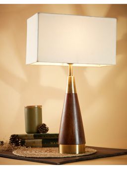 Fabindia - Hresa Wood Bedside Table Lamp Without Shade