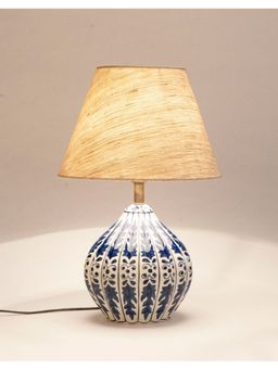 Fabindia - Blue Malar Ceramic Bedside Table Lamp Without Shade