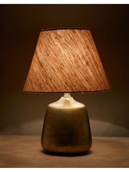 Fabindia - Gold Varni Metal Bedside Lamp- Small Without Shade