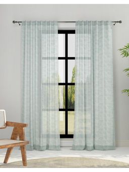 Fabindia - Aqua Cotton Woven Magnolia Curtain (5 Feet)