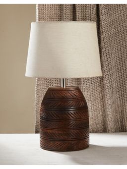 Fabindia - Brown Avni Wood Bedside Table Lamp Without Shade