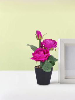 Ekhasa - Rose Flower Vase Pot with Artificial Flowers