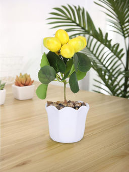Ekhasa - Lemon Fruit Plant Pot with Artificial Leaves