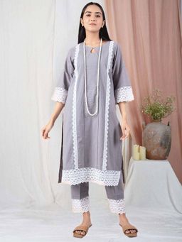 Zuri - Grey Pintuck Cotton Kurta