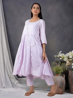 Zuri - Lilac Hand Embroidered Cotton Anarkali Kurta