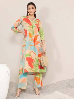 Libas - Multi-Color Floral Kurta and Pant (Set of 2)