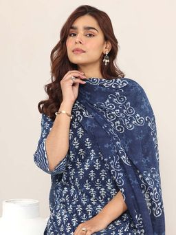 Libas - Indigo Printed Kurta with Palazzo and Dupatta (Set of 3)