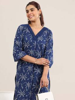 Libas - Blue Printed Kurta and Pant (Set of 2)