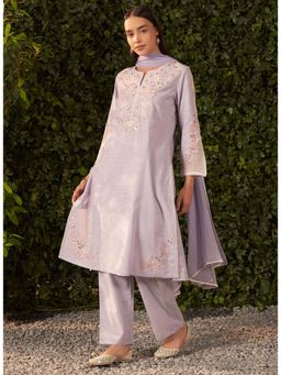 Lakshita - Purple Floral Kurta with Pant and Dupatta (Set of 3)