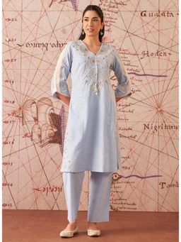 Lakshita - Blue Floral Kurta and Pant (Set of 2)
