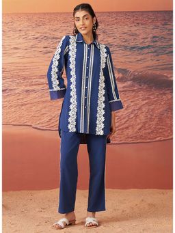 Lakshita - Blue Embroidered Shirt and Pant (Set of 2)