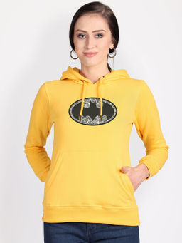 Free Authority - Official Dc Comics Batman Graphic Printed Yellow Hoodie