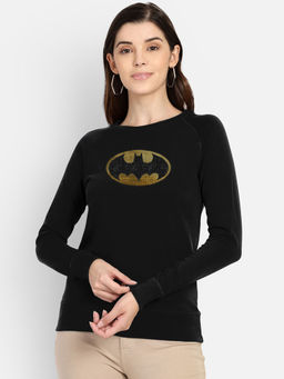 Free Authority - Women Official Dc Comics Batman Graphic Printed Black Sweatshirt