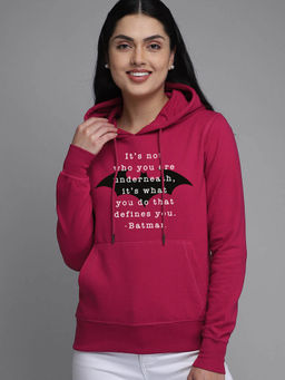 Free Authority - Women Official Dc Comics Batman Graphic Printed Pink Hoodie