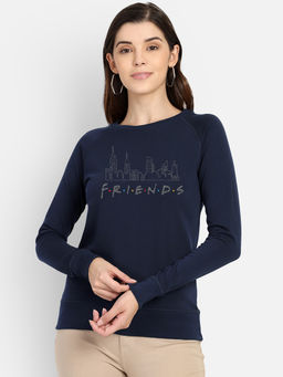 Free Authority - Women Official Friends Graphic Printed Blue Sweatshirt