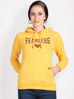 Free Authority - Official Dc Comics Wonder Woman Graphic Printed Yellow Hoodie