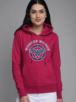 Free Authority - Women Official Dc Comics Wonder Graphic Printed Pink Hoodie